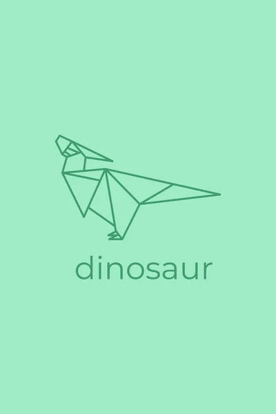 Origami Dinosaurus Logo Desain Logo Dinosaurus Garis Abstrak Origami Hewan - Stok Vektor