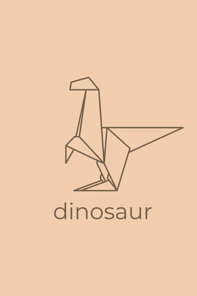 恐竜の折り紙 概要ラインアート恐竜のロゴデザイン 動物の折り紙 動物線画 ペットショップのアウトラインイラスト ベクターイラスト — ストックベクタ