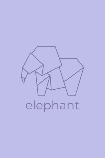 Sloní Origami Abstrakt Line Art Slon Logo Design Origami Zvířat — Stockový vektor