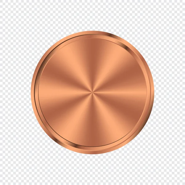 Bronzen Cirkel Plaat Achtergrond Brons Metalen Ronde Medaille Knop Metallic — Stockvector