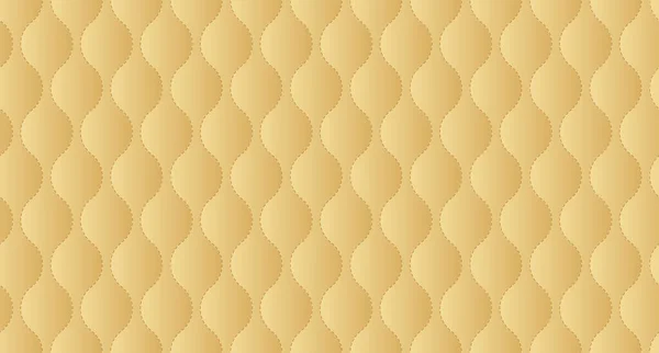 Simple Upholstery Quilted Background Gold Leather Texture Sofa Backdrop Vector — Stock Vector
