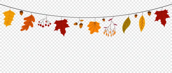 こんにちは秋のコンセプトカラフルな葉 秋はガーランドの装飾を残します 秋は季節のプロモーションのためにバナーを残します ベクターイラスト — ストックベクタ