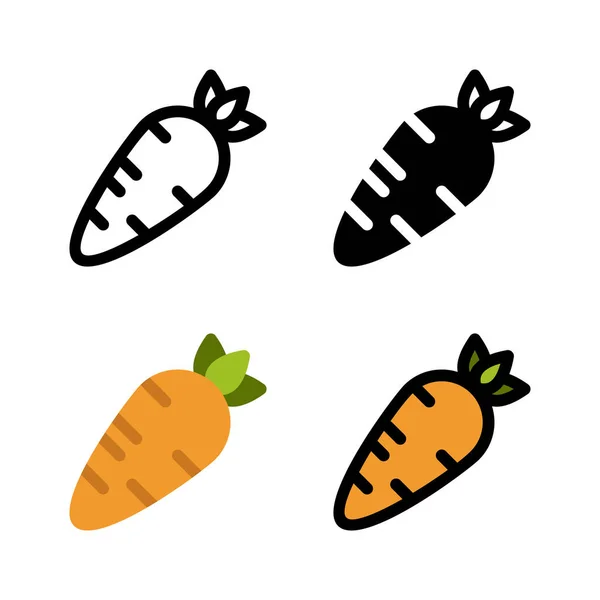 胡萝卜食品图标设置 色彩斑斓的卡通胡萝卜图标 胡萝卜标志 蔬菜和食物 饮食符号矢量图形 矢量说明 — 图库矢量图片