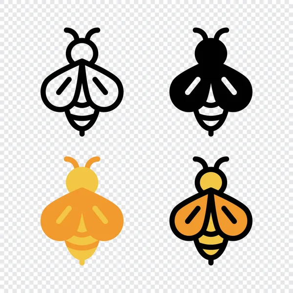 Bienensymbolset Vorhanden Bunte Karikatur Honigbienen Ikone Kreative Geometrische Gestaltung Des — Stockvektor