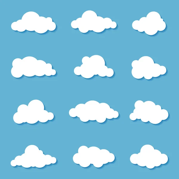 Διαφορετικά Σύννεφα Μπλε Ουρανό Στο Σχέδιο Origami Συλλογή Από Λευκό — Διανυσματικό Αρχείο