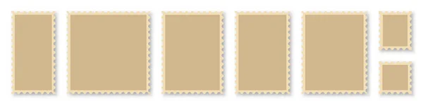 우표에는 배경이 그려져 포스트 스탬프에 그림자가 있어요 우표는 템플릿 컬렉션 — 스톡 벡터