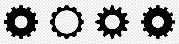 齿轮组 黑色齿轮图标 齿轮设定矢量图标集 孤立的黑色齿轮机构和齿轮 矢量说明 — 图库矢量图片