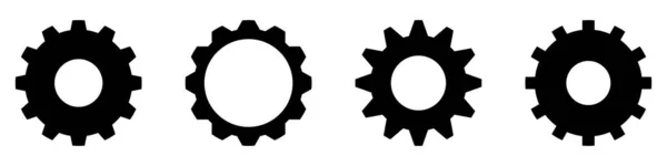 Getriebe Eingestellt Schwarze Zahnradsymbole Getriebeeinstellung Vektorsymbol Gesetzt Isolierte Schwarze Schaltung — Stockvektor