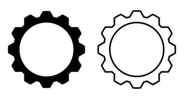 Vites simgeleri. Siyah dişli tekerlek simgeleri. Vites ayarlama vektör simgesi ayarlandı. İzole edilmiş siyah dişli mekanizması ve dişli çarkı. Vektör illüstrasyonu