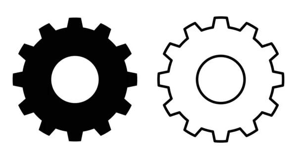 齿轮的图标 黑色齿轮图标 齿轮设定矢量图标集 孤立的黑色齿轮机构和齿轮 矢量说明 — 图库矢量图片