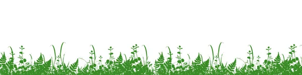 ベクトルグリーンの草シルエット 草の繰り返しの背景 緑の草のシルエットの背景 ベクターイラスト — ストックベクタ