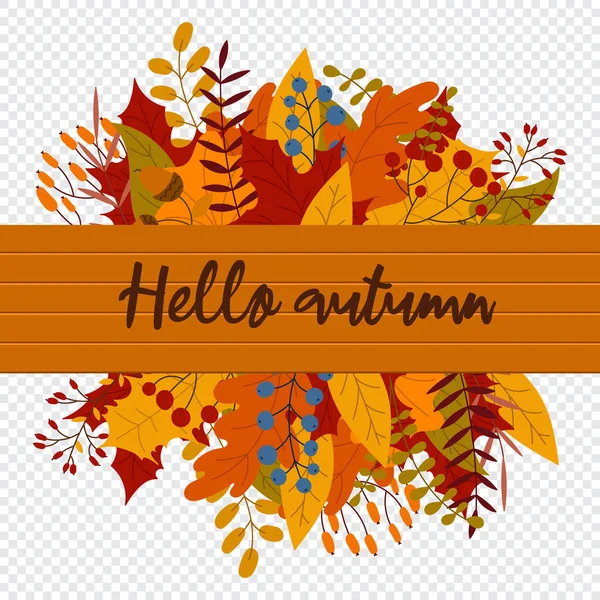 秋天的明信片 叶和枝的秋天矢量旗帜 自动落叶和流行的叶子 秋天的设计 矢量说明 — 图库矢量图片