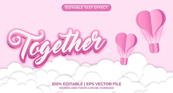 Tillsammans Redigerbar Text Effekt Hjärtdekoration Text Stil Effekt Hjärta Redigerbar — Stock vektor
