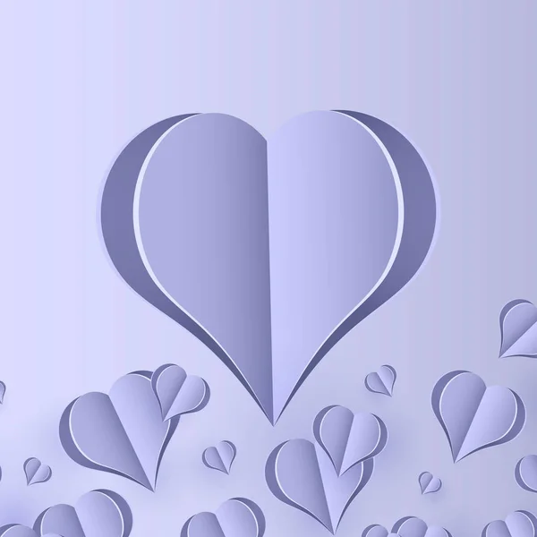 Wakacyjny Projekt Tła Dużym Sercem Serca Origami Wektorowe Symbole Miłości — Wektor stockowy