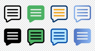 Yorum simgeleri farklı. Yorum simgeleri. Farklı biçim simgeleri seti. Vektör illüstrasyonu