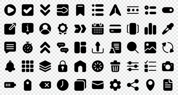 Conjunto Esencial Interfaz Usuario Básica Conjunto Iconos Sólidos Símbolos Interfaz — Vector de stock