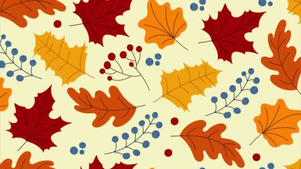 Autumn Animation Leaves Berries Autumn Season Leaves Pattern Animation Autumn — Stock Video