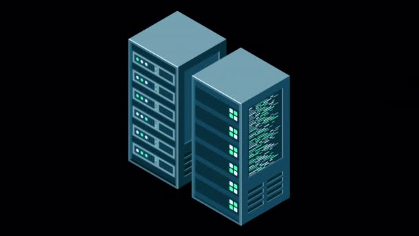 Data Center Server Box Hosting Server Datacenter Ruimte Concept Isometrische — Stockvideo