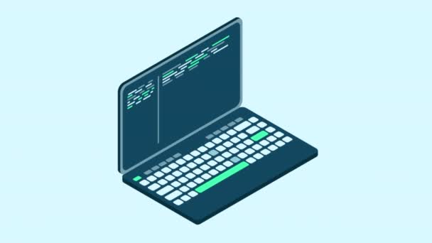Isometrischer Laptop Mit Codierung Programmierkonzept Digitales Lernen Laptop Mit Programmiercode — Stockvideo