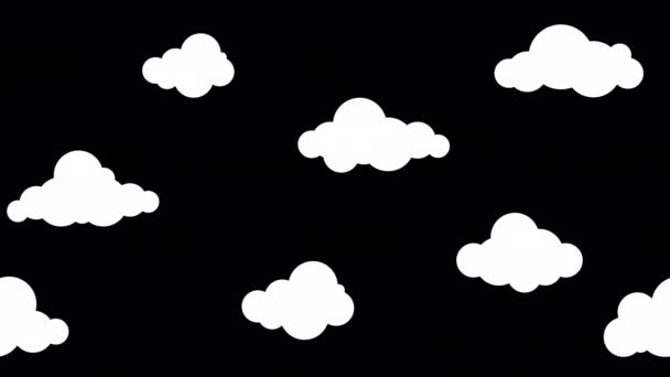 Animación Movimiento Horizontal Cielo Nube Simples Animación Nubes Estilo Dibujos — Vídeos de Stock