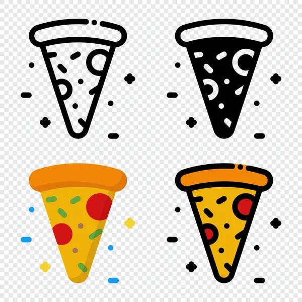 Pizza Icon Set Colorful Cartoon Pizza Icon Pizza Slice Icon — Stock Vector