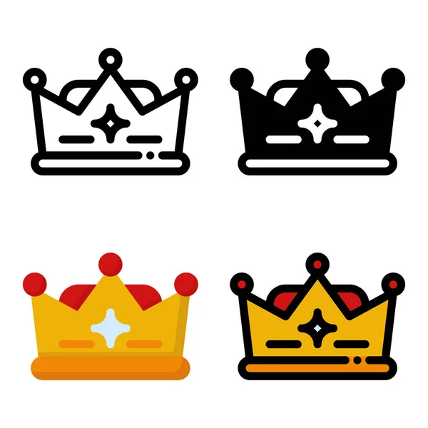 Crown Icon Set Colorful Cartoon Crown Icon Crown Sign Collection — Stock Vector