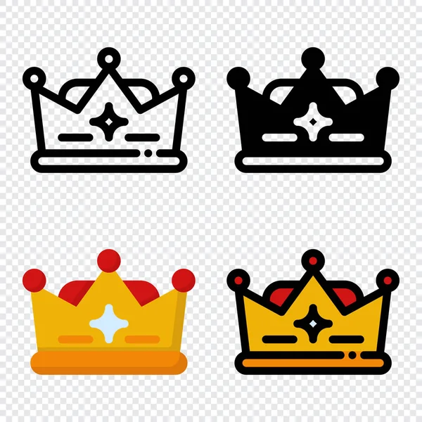 Набір Значків Корони Барвиста Ікона Мультяшної Корони Коронна Колекція Знаків — стоковий вектор