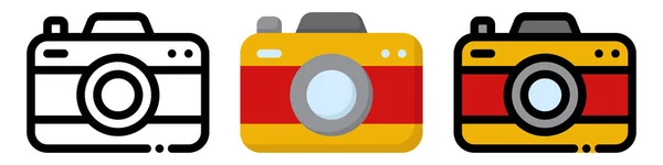 Zestaw Ikon Kamery Ikona Aparatu Fotograficznego Innym Stylu Aparat Fotograficzny — Wektor stockowy