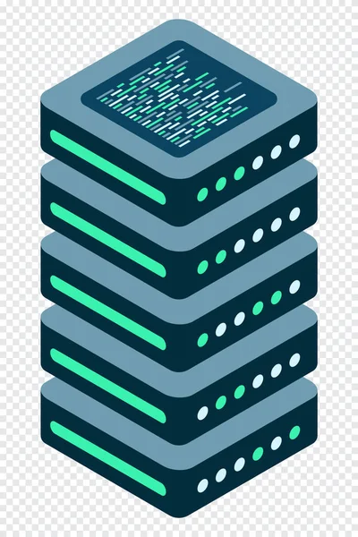 Ізометричний Сервер Мережевий Сервер Комп Ютерне Обладнання База Даних Зберігання — стоковий вектор