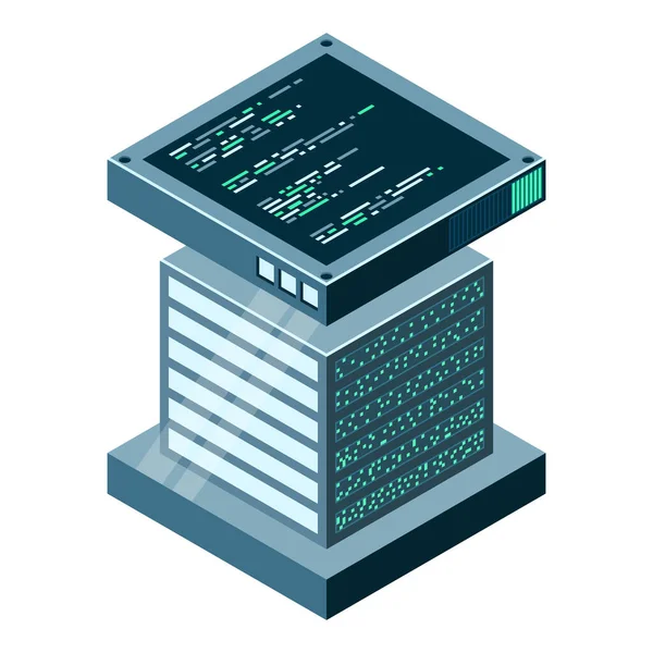 Isometrischer Futuristischer Server Isometrische Datenbank Oder Rechenzentrum Abstrakte Blockchain Computerspeicherung — Stockvektor