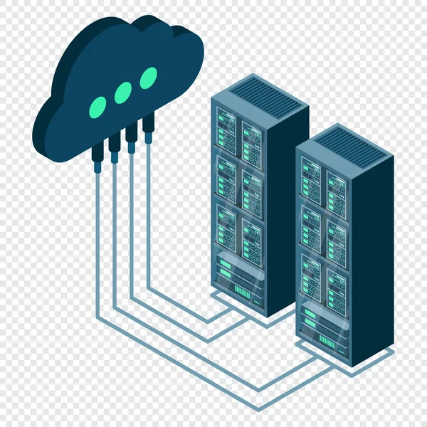 Concepto Computación Nube Concepto Centro Datos Almacenamiento Nube Sala Servidores — Vector de stock