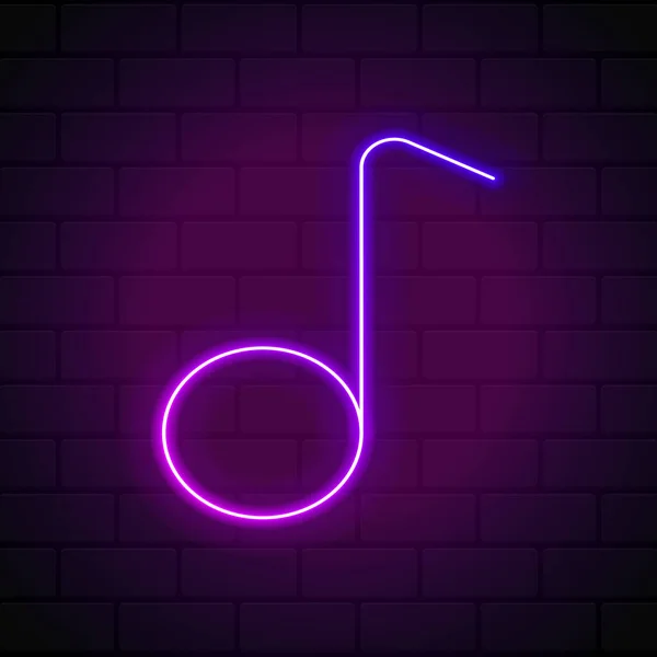 Icône Lumineuse Note Musique Néon Panneau Musical Coloré Fluo Lumineux — Image vectorielle
