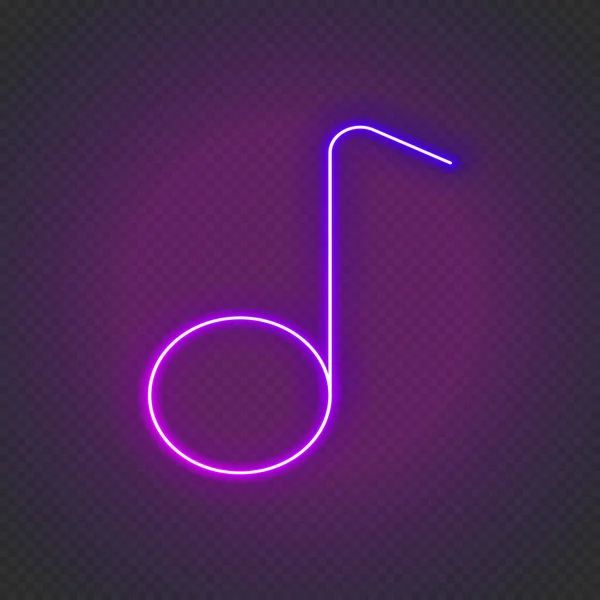 Icône Lumineuse Note Musique Néon Panneau Musical Coloré Fluo Lumineux — Image vectorielle