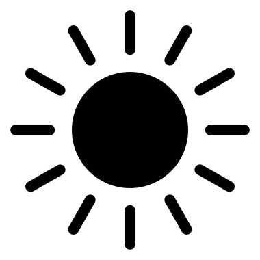 Güneş ikonu. Güneş simgesi. Hava tasarımı için güneş simgesi. Moda yaz sembolü. Vektör illüstrasyonu