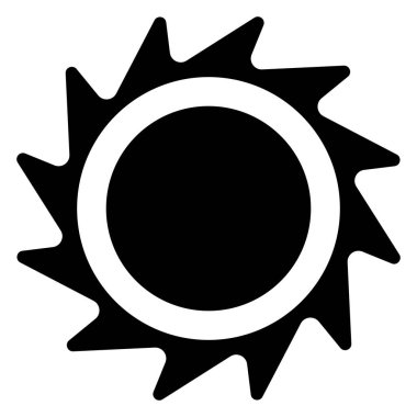 Güneş ikonu. Güneş simgesi. Hava tasarımı için güneş simgesi. Moda yaz sembolü. Vektör illüstrasyonu