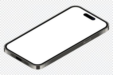 Gerçekçi bir akıllı telefon modeli. Itric akıllı telefon. Boş ekranlı 3D cep telefonu. Vektör illüstrasyonu