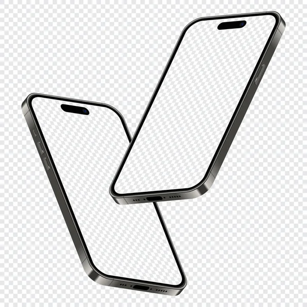 Modèle Réaliste Smartphone Smartphone Isométrique Téléphones Mobiles Avec Écran Blanc — Image vectorielle