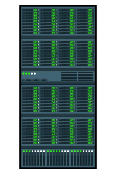 サーバー ラック サーバールームデータセンター ネットワークサーバーは隔離された フラットデザインのサーバー ベクターイラスト — ストックベクタ