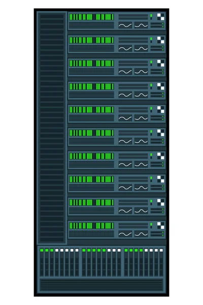 サーバー ラック サーバールームデータセンター ネットワークサーバーは隔離された フラットデザインのサーバー ベクターイラスト — ストックベクタ
