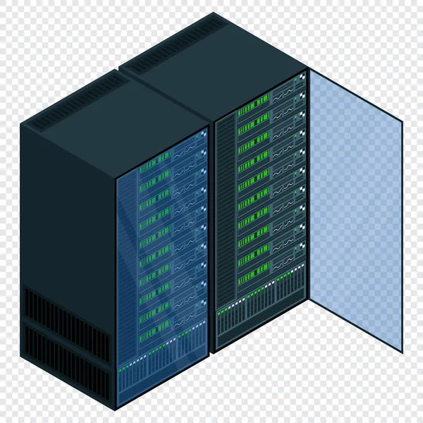 Ізометричний Сервер Мережевий Сервер Комп Ютерне Обладнання База Даних Зберігання — стоковий вектор