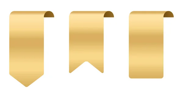 Försäljning Och Etikett Samling Set Guldband Banner Glänsande Silkeslent Band — Stock vektor