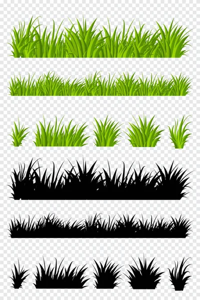 Зеленая Трава Набор Весенней Зеленой Травы Горизонтальные Границы Meadow Натуральные — стоковый вектор
