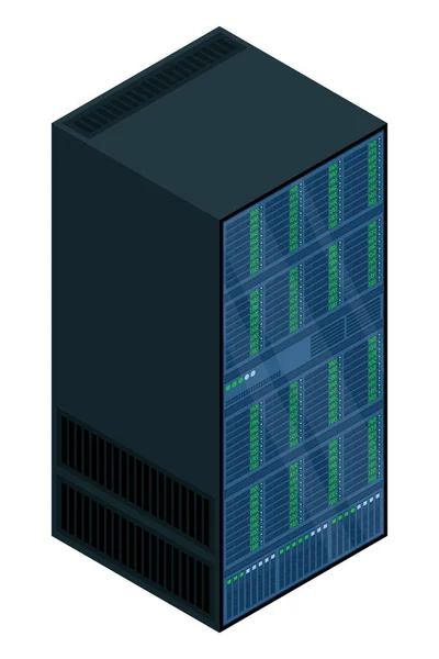 Izometrický Server Síťová Serverová Místnost Server Skříních Databáze Úložišť Izometrická — Stockový vektor