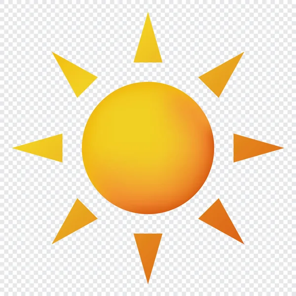 黄色的太阳图标 太阳图标 现实的太阳图标为天气设计 流行的夏季象征 矢量说明 — 图库矢量图片