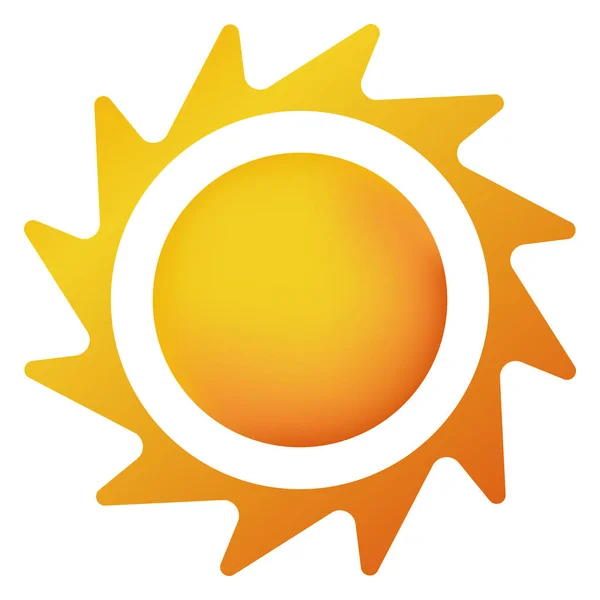 Gelbe Sonnensymbole Solarikone Realistisches Sonnensymbol Für Das Wetterdesign Trendiges Sommersymbol — Stockvektor