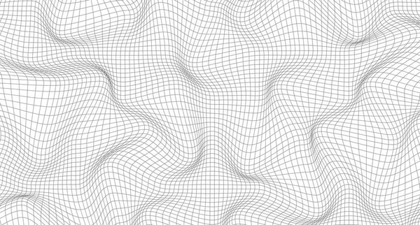 波状三维网格 几何动力波 扭曲的方格网格 扭曲的网状纹理 线框波几何网格 矢量说明 — 图库矢量图片