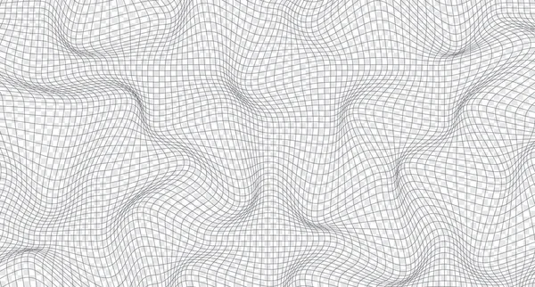 波状三维网格 几何动力波 扭曲的方格网格 扭曲的网状纹理 线框波几何网格 矢量说明 — 图库矢量图片
