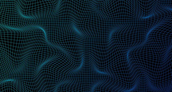 Maille Ondulée Abstraite Onde Dynamique Géométrique Grille Carrée Déformée Texture — Image vectorielle