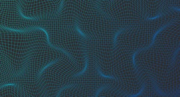 Maille Ondulée Abstraite Onde Dynamique Géométrique Grille Carrée Déformée Texture — Image vectorielle