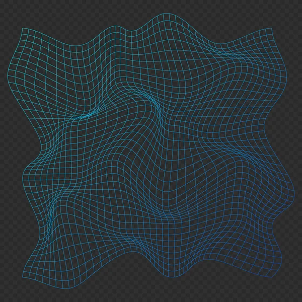 Παραμορφωμένο Μοτίβο Δικτύου Νέον Δίκτυο Γεωμετρίας Κυμάτων Wireframe Υφή Διχτυού — Διανυσματικό Αρχείο
